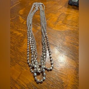 Elegant Silver Multi-Strand Beaded Necklace